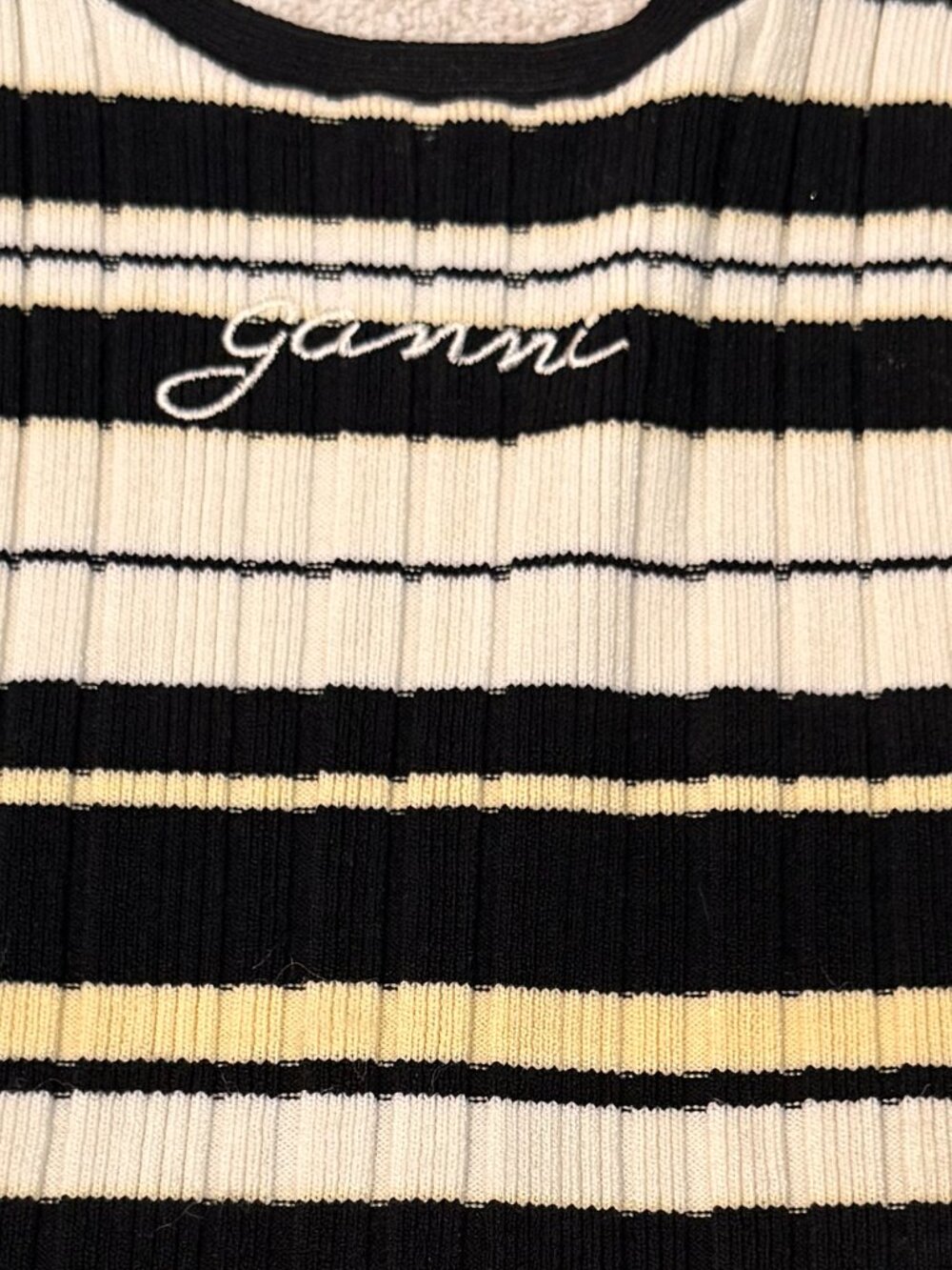 GANNI Striped Ribbed Halter Top – Size Small - Picture 3 of 5